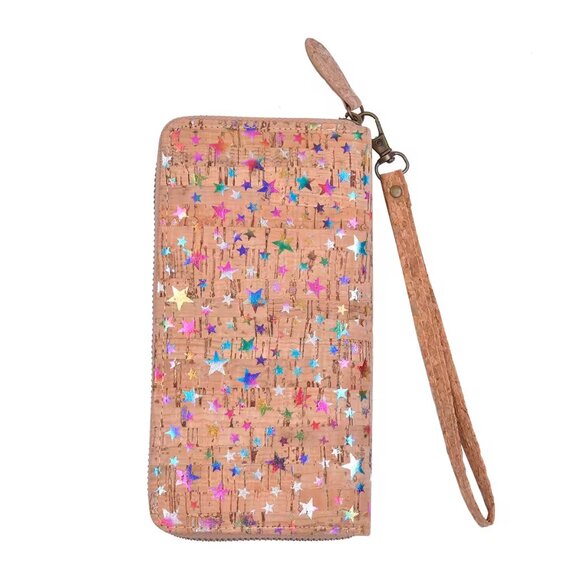 Khaki and Stars Pattern Cork Wallet - Picture 1 of 5